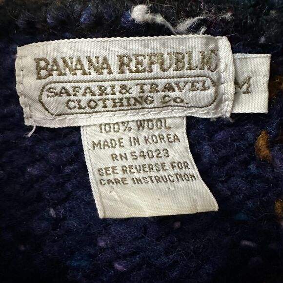 Vintage Banana Republic Safari Travel Sweater Womens Medium Geometric Multi Wool - Picture 6 of 9